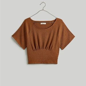 Size XS cropped, colored Madewell top, crinkle fabric